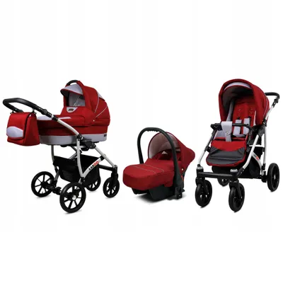 Produktbild von BabyLux® Largo | 3in1 Kinderwagen Set | Chili Silver | Kombikinderwagen | Kinderwagenset | Buggy