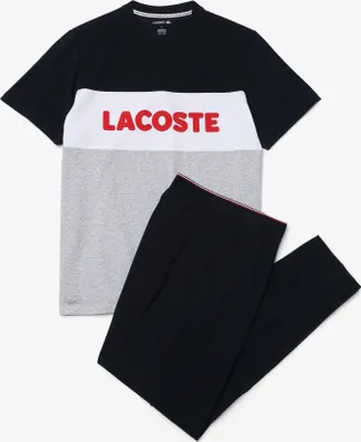 Image de Ensemble pyjama Lacoste en coton avec motif color block
