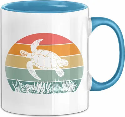 Produktbild von Schildlkröten Tasse Geschenk Vintage Grafik (Blau)