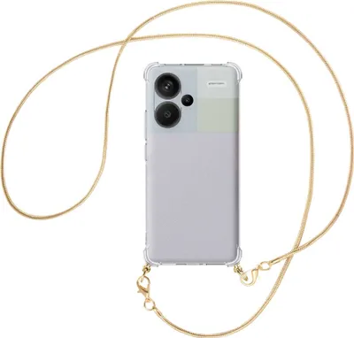 Produktbild von Handykette Backcover-Schutzhülle mit Band (Metall goldfarben) für Xiaomi Redmi Note 13 Pro Plus - goldfarbene Snake-Kette