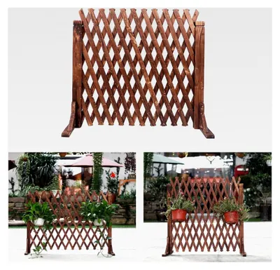 Produktbild von Gartenzaun Rankgitter aus Holz, Pflanzhilfe, Ausziehbar, Freistehend, Faltbar, Verstellbar, Dekoratives Pflanzengitter