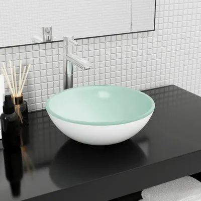 Imagen del producto de El lavabo The Living Store, de vidrio templado, 35x12 cm, color blanco