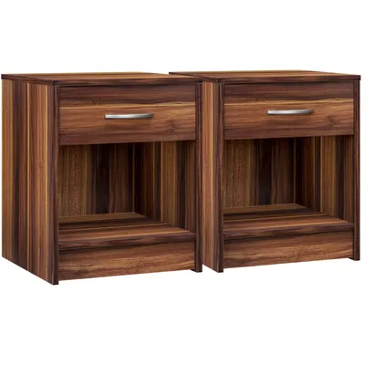 Produktbild von CASARIA® 2er Set Nachttisch Hamburg mit Schublade Griff Ablagefach 50x40x35 cm Merano Braun Nachtschrank Nachtkommode Bett