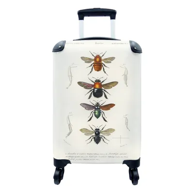 Produktbild von MuchoWow® Koffer Handgepäck Trolley Rollkoffer Kleine Reisekoffer mit 4 Rollen - Bienen - Jahrgang - Insekten - Cabin Size < 55x40x23 cm & 55x40x20 cm - Fotokoffer - Kabinenkoffer - Boardgepäck - Reise-Box - Reisekoffer - Reisegepäck - Koffer mit Bild - Trolley für Kinder