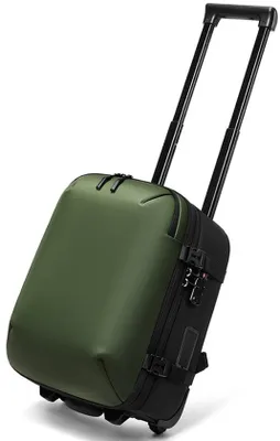 Productafbeelding van CarryQuest® - Rugzak-trolley met vacuümfunctie, handbagagestuk, 40x30x20 cm, groen
