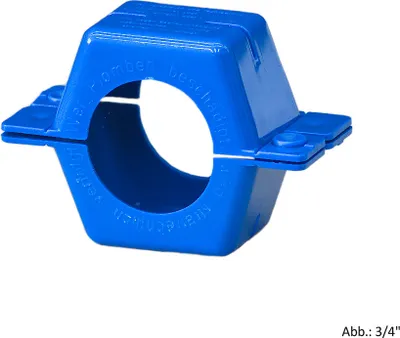 Produktbild von JS Plombierschelle 3/4 Zoll, blau, beschriftet, 2-teilig