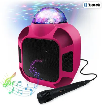 Produktbild von Bluetooth Karaoke- Lautsprecher, mit Mikrofon,12000mAh Akku, Mini USB, AUX, Pink