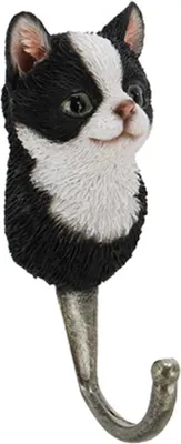 Produktbild von Esschert Design Garderobenhaken Katzenkopf Schwarz & Weiß 11,8 cm - Polyresin