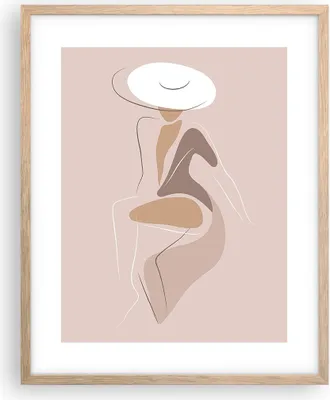 Produktbild von Gerahmtes Poster - Rahmen in heller Eiche - Buntstift Frau Hut - 40x50 cm - Wand Bild - Wanddeko - Wandbilder - Kunstposter - Wandposter - Bilderrahmen - Bilder - Kunstdruck - P2NPA40x50-4773