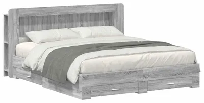 Obrázek produktu pro vidaXL Rám postele s úložným prostorem šedý Sonoma 200 x 200 cm materiál na bázi dřeva