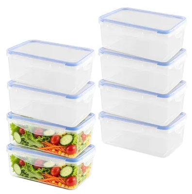 8er-Set Frischhaltedosen 1000 ml, rechteckig, transparent, Kunststoff