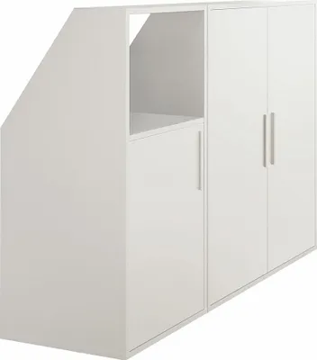 Produktbild von Schräger 3-türiger Kleiderschrank mit 1 Fach - Weiß - ADEZIO