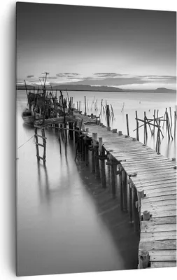 Produktbild von Bild auf Leinwand - Leinwandbild - Einteilig - Meer Brücke Landschaft Natur - 80x120cm - Wand Bild - Wanddeko - Wandbilder - Leinwanddruck - Wanddekoration - Leinwand bilder - Wandbild - PA80x120-3082
