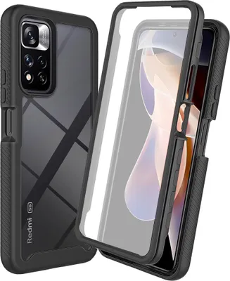 Produktbild von Redmi Note 11 Pro+ 5G Hülle, TPU Bumper mit Eingebautem Displayschutz 360 Grad Komplettschutz Schutzhülle für Xiaomi Redmi Note 11 Pro+ 5G Schwarz