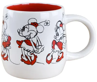 Produktbild von Disney Minnie Mouse als Skizze in Weiß / Rot Kaffeetasse ca. 8,7x9 cm