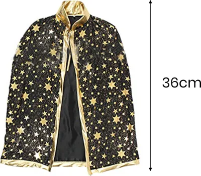 Produktbild von Hexenkostüm für Kinder, einzigartiges Anime-Cosplay-Umhang-Hut-Set, glitzerndes Pentagramm-Design mit Kürbistasche, Halloween-Partyzubehör