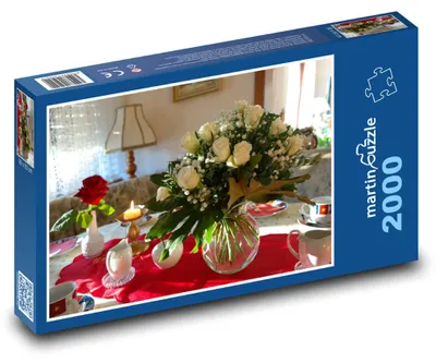 Obrázek produktu pro Puzzle 2000 Bílé růže ve váze - martinpuzzle