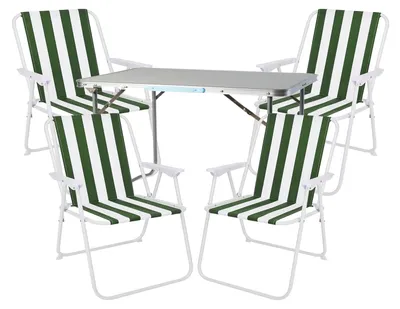 5-teiliges Campingmöbel Set 70x50x59cm grün-weiß