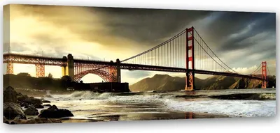 Produktbild von Leinwandbild blick auf die brooklyn bridge 150x50 cm Feeby grau wandbild bereit zum aufhängen