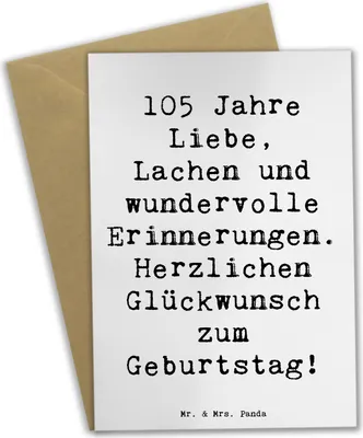 Produktbild von Mr. & Mrs. Panda Grußkarte Spruch 105. Geburtstag - Weiß - Geschenk, hochzeitskarten, Geburtstagsgeschenk, liebevolle Geschenke, Erfahrung, Lebensfreude, weihnachtskarten