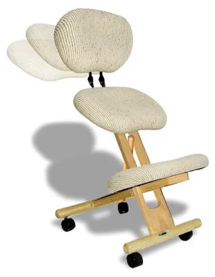 Produktbild von Ergonomischer Kniestuhl mit Rückenlehne, Computerstuhl in Naturfarbe
