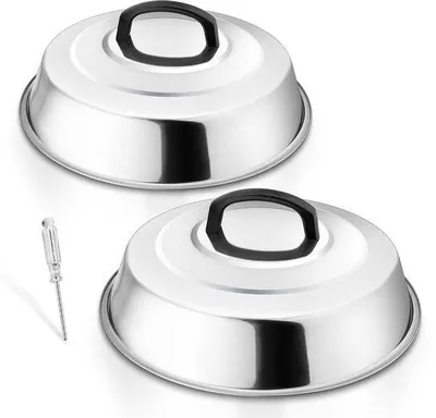 Produktbild von Edelstahl-Dampfglocke, hitzebeständiger Griff, ideal für Grills, Spülmaschinenfest