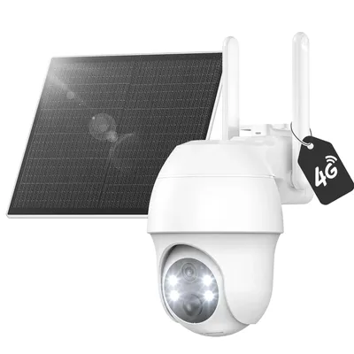 Produktbild von 4G LTE überwachungskamera mit sim karte outdoor Solar kamera 2K 360° Kabellose Überwachung mit Akku Außenkamera PTZ IP Kamera PIR Erkennung ohne WLAN