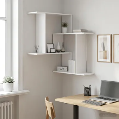 Obrázok produktu pre Maison Exclusive – Nástenná polica, biela, 67 x 67 x 87 cm, drevotrieska