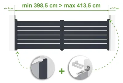 Produktbild von Verstellbares Drehtor Breite 4m VOGEL H.120cm grau Aluminium