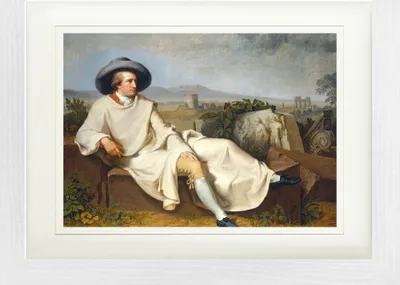 Zdjęcie produktu dla Johann Heinrich Wilhelm Tischbein Oprawiony obraz z pięknym passe-partout | Obrazy ścienne | W ramie obrazu - Goethe w Kampanii, 1787 (30 x 40 cm)