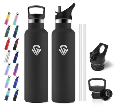 Produktbild von JAPORIA Trinkflasche Edelstahl 750ml mit Strohhalm, BPA-frei, Vakuum Isoliert, A