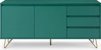 Produktbild von SalesFever Sideboard aus MDF | 2 Türen und 3 Schubladen | Beine Metall mit Messinglegierung | B 150 x T 40 x H 70 cm | grün