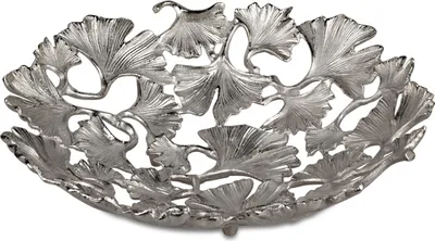 Produktbild von Dekoschale Ginkgo Blätter rund D. 38cm silber aus Aluminium Formano F24