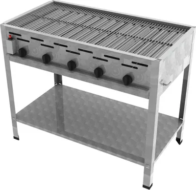 Produktbild von Gastro Gasgrill 5-flammig Edelstahl mit Piezozündung und Flammüberwachung