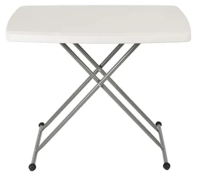 Image de Table pliante réglable, en plastique HDPE et en acier inoxydable, dimensions 76 x 50 x 74 cm, de couleur blanche