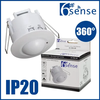Produktbild von Bewegungsmelder Hochfrequenz (HF) Unterputz 1200W LED Mikrowellen weiß 360° 15m