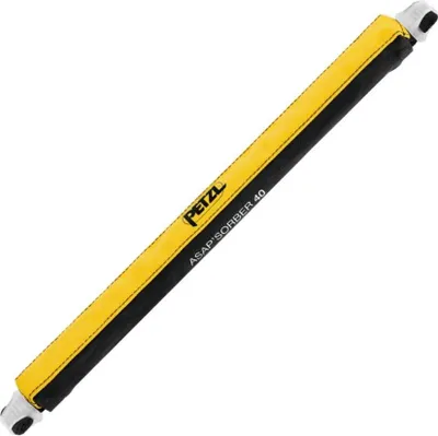 A product shot of a yellow and black lanyard on a white background.