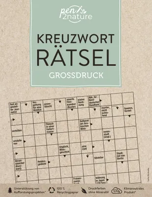 Produktbild von Kreuzworträtsel Großdruck. Nachhaltige Großdruck-Rätsel in Farbe