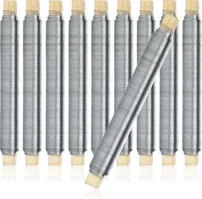 Produktbild von com-four® 10x Blumenwickeldraht - 1000g Basteldraht - Bindedraht auf Holzstab gewickelt für Garten, Haushalt, Schmuck, DIY-Projekte, Floristik - Metalldraht zum Basteln
