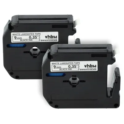 Produktbild von vhbw 2x Schriftband-Kassette Ersatz für Brother M-K221 für Etiketten-Drucker 8m x 9mm Schwarz auf Weiß