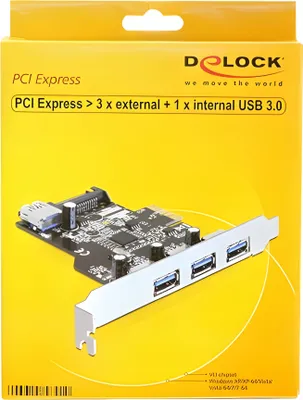 Obrázek produktu pro Delock PCI Express karta > 3 x externí + 1 x interní USB 3.0