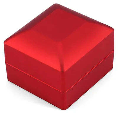 Produktbild von Modische LED-beleuchtete Ring-Aufbewahrungsbox, Schmuck-Vitrine, Geschenk, Rot