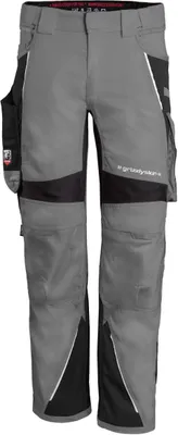 Produktbild von Qualitex Bundhose - moderne Arbeitshose IRON - Lyocell, Cordura, Stretch & Reflexelemente - in Farbe: grau/schwarz - Herren: 48 - Damen: 42