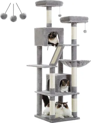 Immagine prodotto di Famanu: Albero per gatti - Paradiso giochi nei colori grigio e bianco tortora - 180 cm