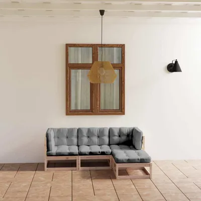 Produktbild von 4-tlg. Garten-Lounge-Set mit Kissen Kiefer Massivholz 3076574