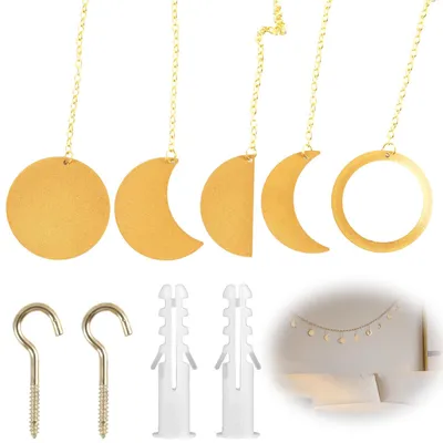 Metall-Girlande Mondphasen-Design, gold, 120 cm, Wanddeko