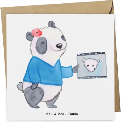 Produktbild von Mr. & Mrs. Panda Grußkarte Fachärztin für Radiologie Herz - Weiß - Geschenk, faltkarte, Glückwunschkarte, Klappkarte, anlasskarte, doppelkarte