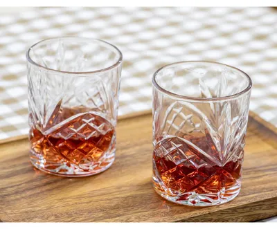 Produktbild von ECHTWERK Whisky Gläser Set 4-teilig, 330 ml - Rum Gläser, Tumbler in Schliffoptik mit Reliefstruktur, bleifrei, spülmaschinenfest