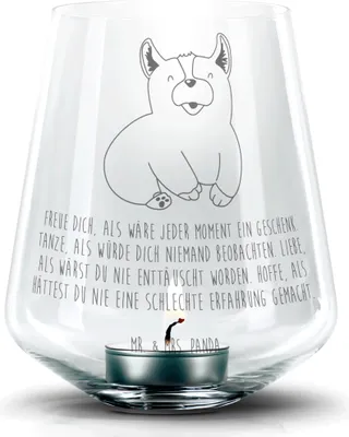 Produktbild von Mr. & Mrs. Panda Laterne Corgie - Transparent - Geschenk, Hund, Motivation, Lebensfroh, Sprüche, Spruch, Kerzenhalter Glas, gravur, Windlicht, Kerzenglas
