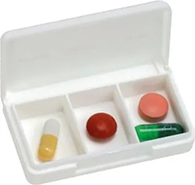 Produktbild von Tablettendose klein 3 Fächer weiß>>>>